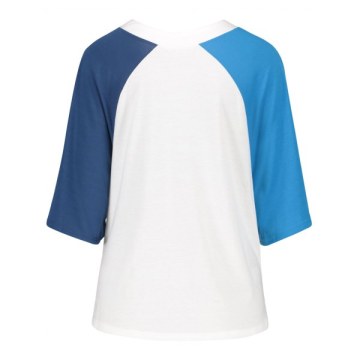 Cut Out V Neck Plain T-shirt - Blue