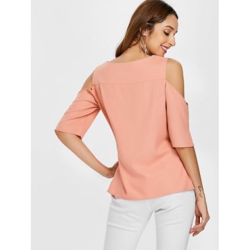 Cutout Cold houlder Blouse - Light Pink