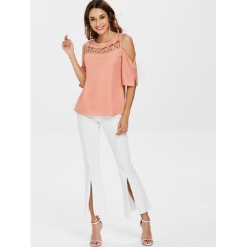 Cutout Cold houlder Blouse - Light Pink
