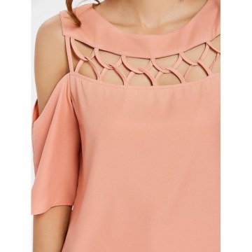 Cutout Cold houlder Blouse - Light Pink