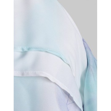 Deer Leaf Print Open Shoulder Cut Out Blouse -