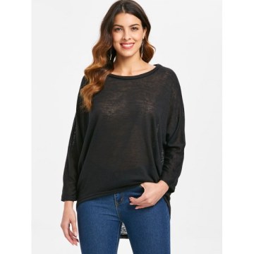 Dolman leeve Asymmetrical weater - Black