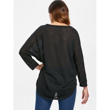Dolman leeve Asymmetrical weater - Black