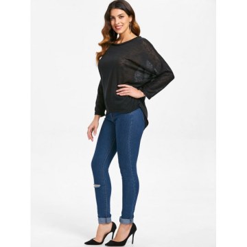 Dolman leeve Asymmetrical weater - Black