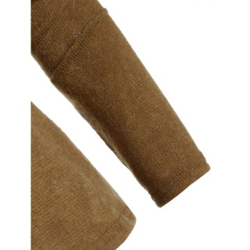 Dolman Sleeves Skew Neck Pullover Sweater - Wood