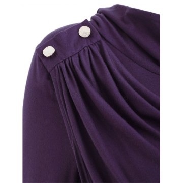 Double Deck Front Long leeve Hooded T-shirt - Purple Iris