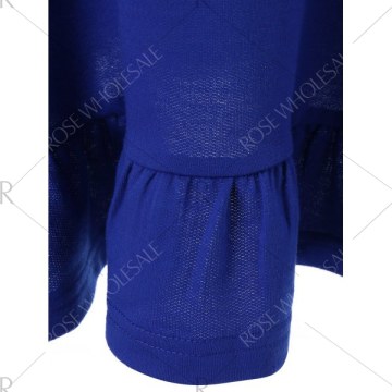 Drawstring Flounced Hoodie - Blue