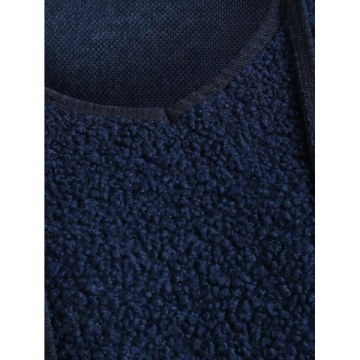 Drawstring Fluffy Hoodie - Cadetblue