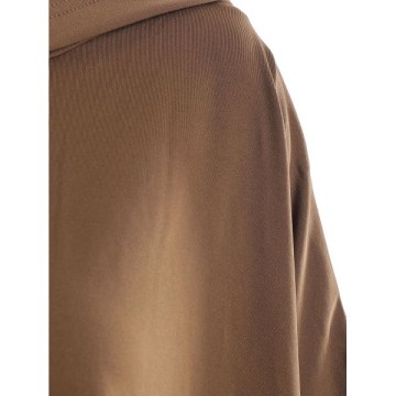 Drop Shoulder Asymmetrical Hem Hoodie - Coffee