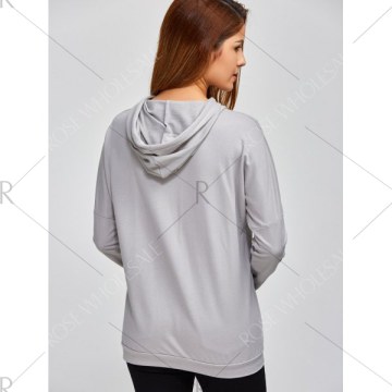 Drop Shoulder Letter Print Hoodie - Gray