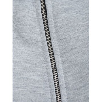 Drop houlder Long Hoodie with Zipper - Light Gray