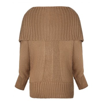 Drop houlder Ribbed Plain weater - Oak Brown