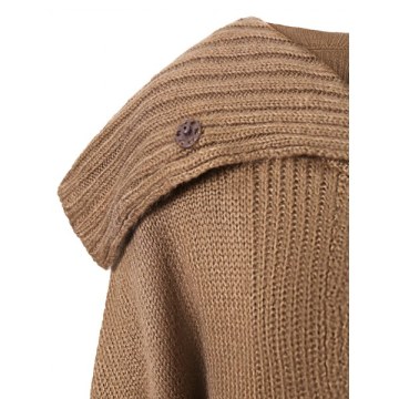 Drop houlder Ribbed Plain weater - Oak Brown