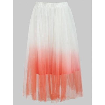 Elastic Waist Ombre Tulle kirt - White