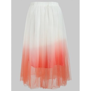 Elastic Waist Ombre Tulle kirt - White