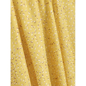 Elastic Waist Printed Fit and Flare Dress - Yellow