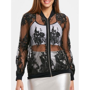 Embroidered esh Jacket - Black