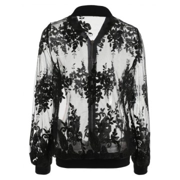 Embroidered esh Jacket - Black