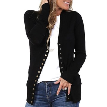 Fashion Casual Thick Knitted Sweater for Women - Black