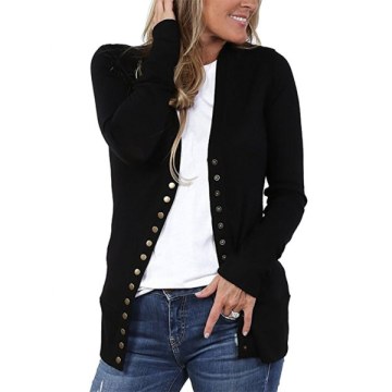 Fashion Casual Thick Knitted Sweater for Women - Black