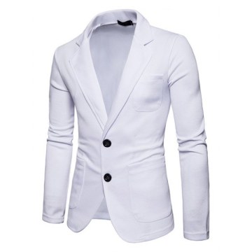 Fashion Men Two-button Casual Small Suit Jacket - Cloudy Gray