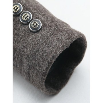 Fashion Woolen Plaid Scarf Lapel Coat - Gray