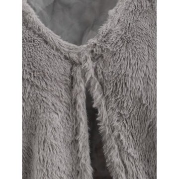 Faux Fur Drop Shoulder Loose Coat - Gray One