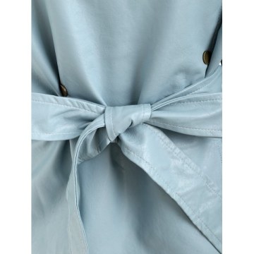 Faux Leather Belted Jacket - Baby Blue