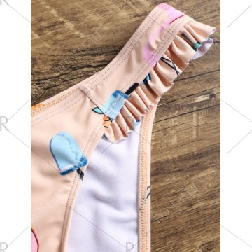 Flamingo Frill Bandeau Bikini Set - ight Apricot Pink