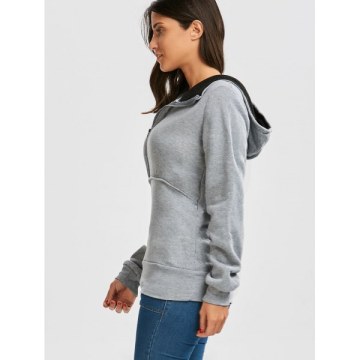 Flocking Front Zip Hoodie - Gray