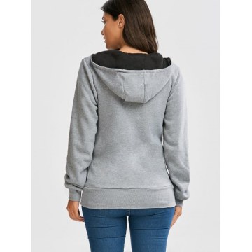 Flocking Front Zip Hoodie - Gray