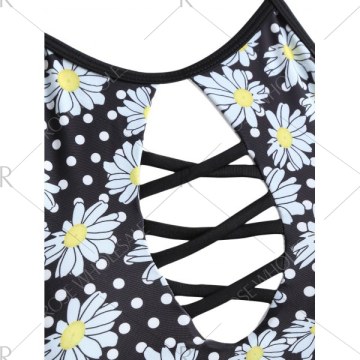 Floral Backless Tankini - Black