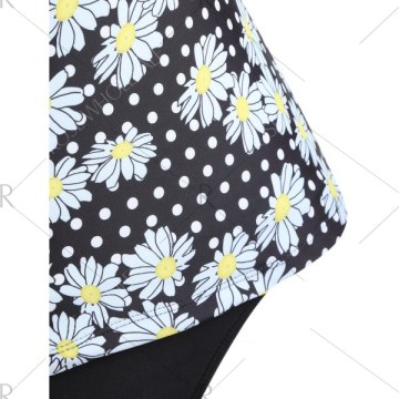 Floral Backless Tankini - Black