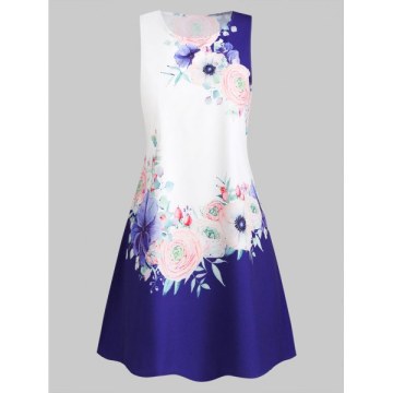 Floral Cacti Print Mini Trapeze Dress - White