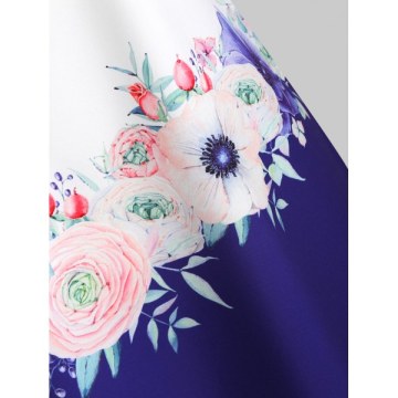 Floral Cacti Print Mini Trapeze Dress - White