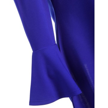 Floral Crochet Cold houlder Asymmetrical Tee - Blue