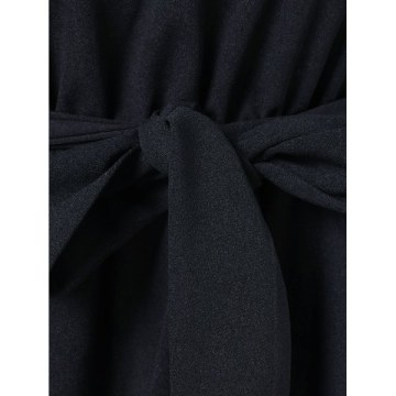 Floral Embroidery Long Sleeve Peplum T-shirt - Black