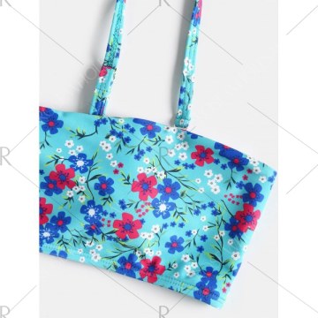 Floral High Leg Boho Bikini - Blue Zircon