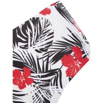 Floral Leaves Print Knotted Padded Tankini Swimsuit - Red