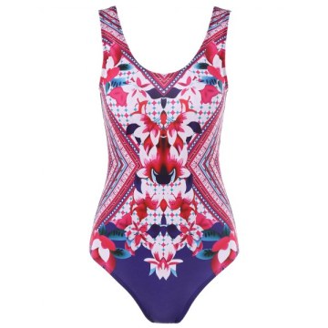 Floral Padded U Back One-piece Swimsuit -