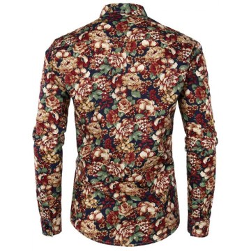Floral Print Casual Shirt - Navy Blue