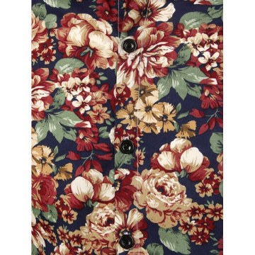 Floral Print Casual Shirt - Navy Blue