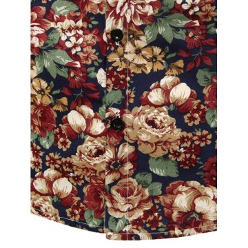 Floral Print Casual Shirt - Navy Blue