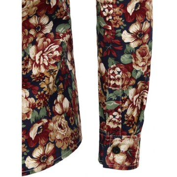 Floral Print Casual Shirt - Navy Blue