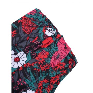 Floral Print Padded Overlay Bikini wimwear - Rose Red