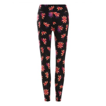 Floral Print Skinny Leggings - Black One
