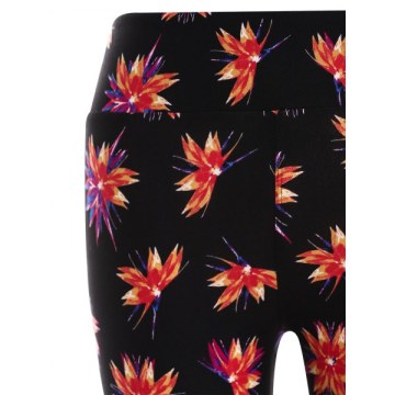 Floral Print Skinny Leggings - Black One