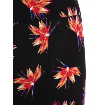 Floral Print Skinny Leggings - Black One