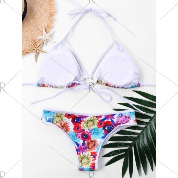 Floral Printed Allover Halter Skimpy Bikini -