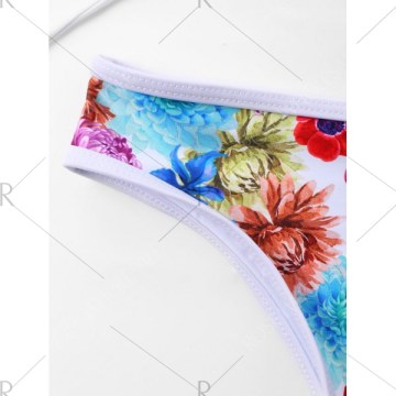 Floral Printed Allover Halter Skimpy Bikini -